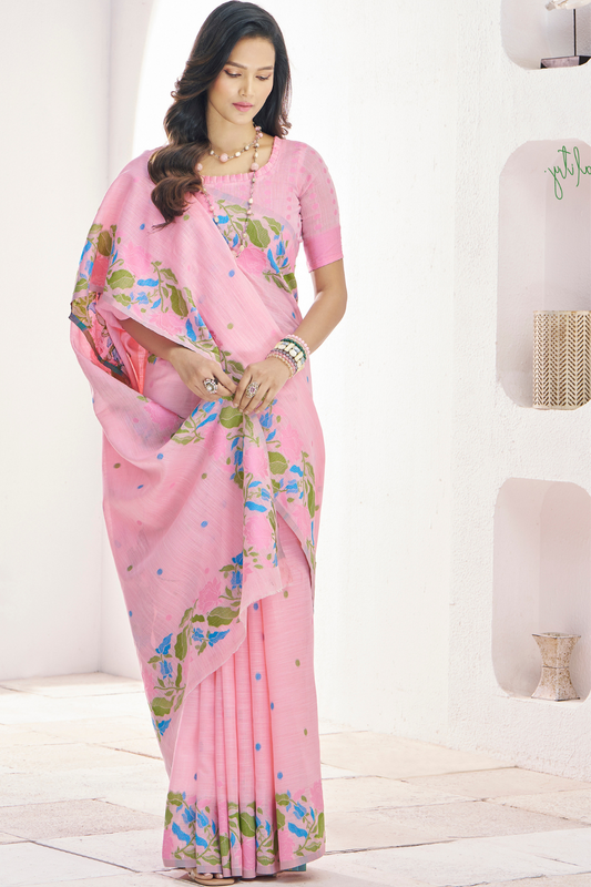 Soft Linen Saree with Natural Texture and Elegant Drape - LaVante Fashion