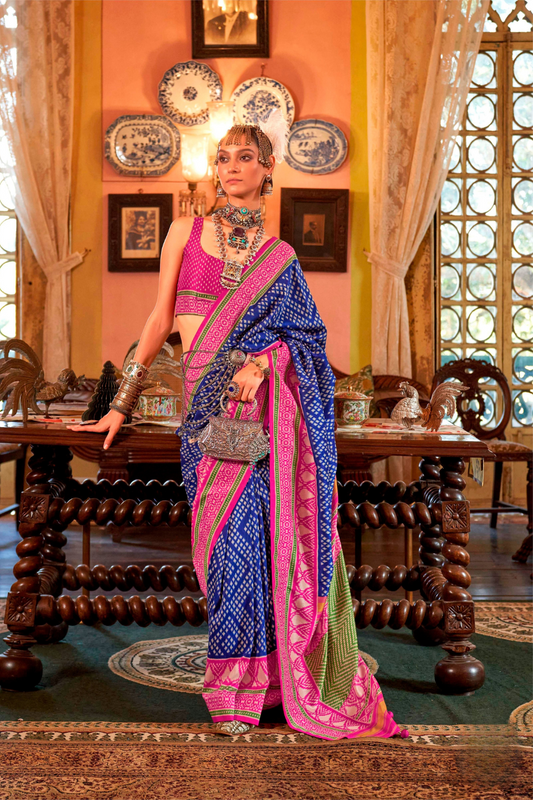 Super Polyester Viscose Silk Saree with Traditional Patola Design - LaVante Fashion