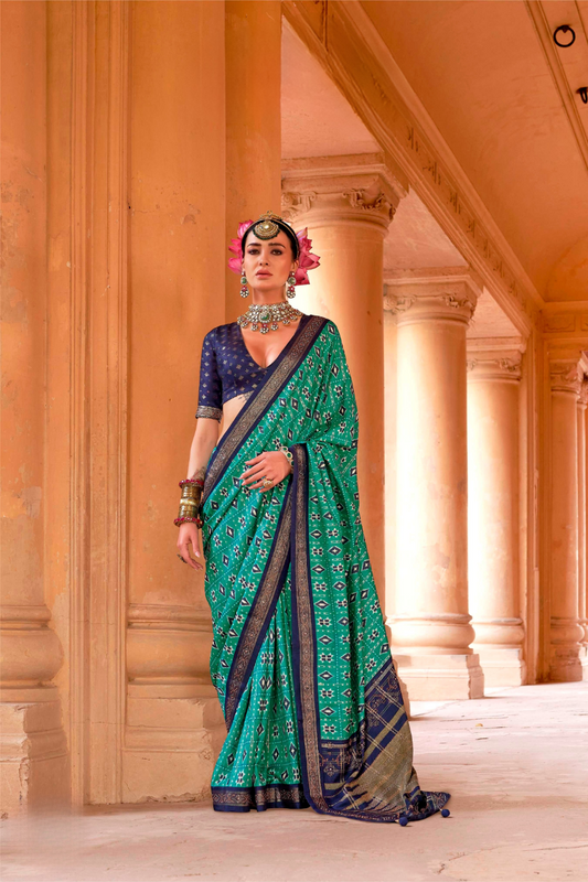 Radiant Super Polyester Viscose Silk Saree with Traditional Patola Design - LaVante Fashion