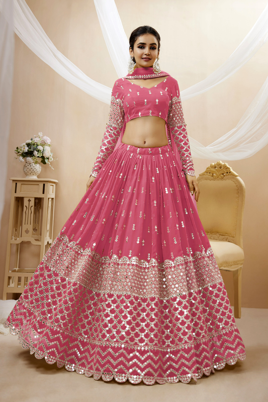 Designer Georgette Lehenga and Soft Net Dupatta Ensemble