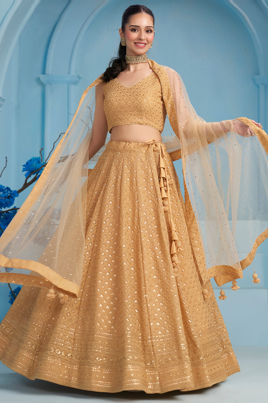 Elegant Wedding Wear Lehenga Choli with Intricate Georgette Embroidery