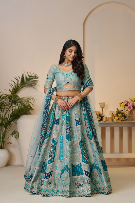 Peacock Embroidered Bridal Lehenga – A Signature Piece from The Rajsi Haathi Collection