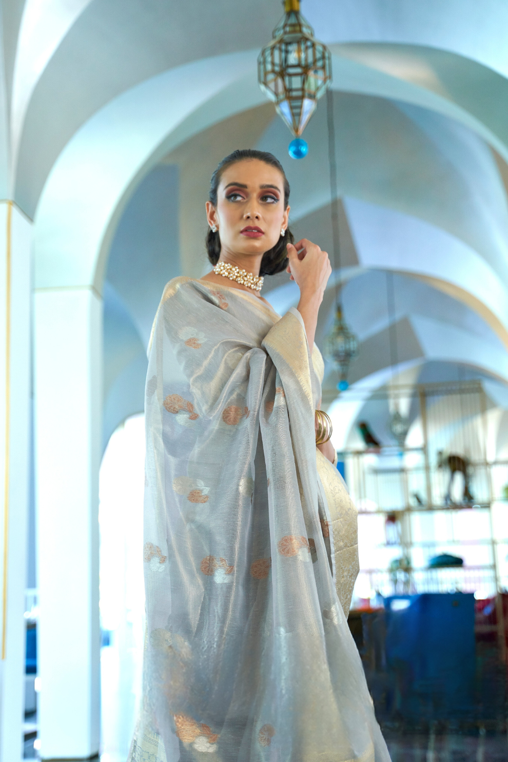 Tissue Finish Silk Saree with Blouse for Special Events