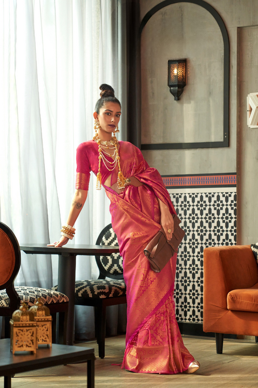 Traditional Kanjivaram Silk Saree with Rich Zari Weaving