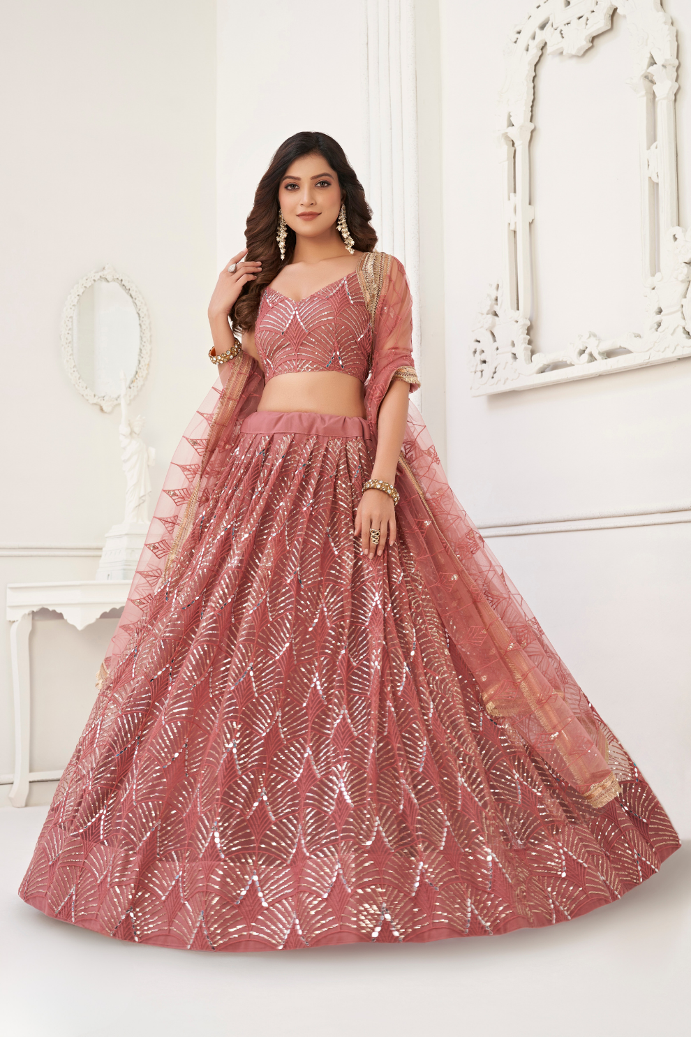 Trendy Butterfly Net Lehenga Choli with Intricate Thread & Sequin Work