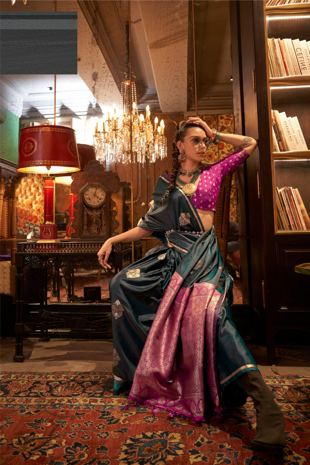 Pure Satin Handloom Silk Saree with Luxurious Weaving Detail