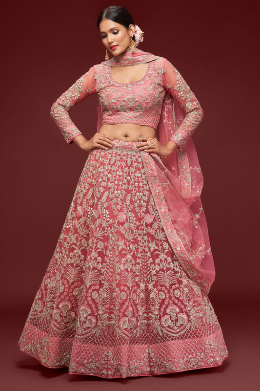 Trendy Net Dori Embroidered Lehenga Choli for Wedding