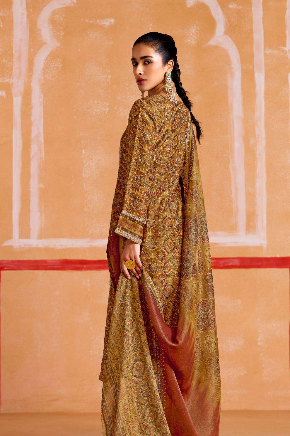 Pure Muslin Straight Salwar Suit with Ceremonial Pitta Embroidery