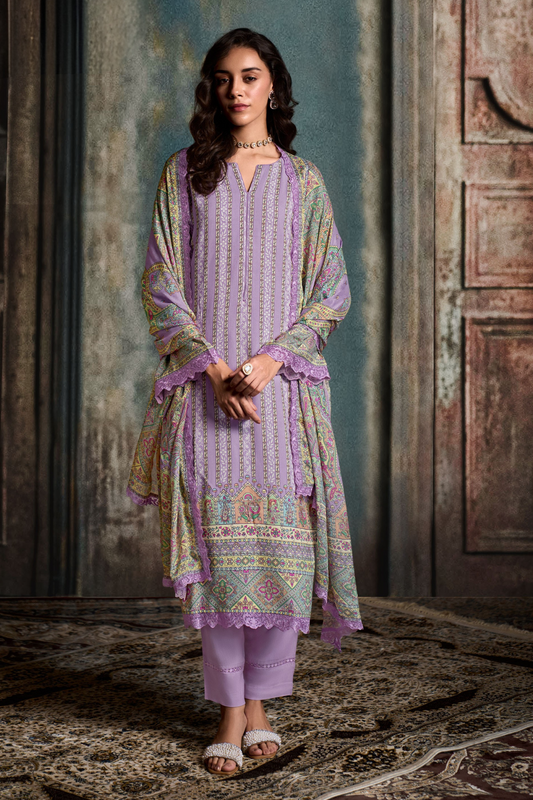 Lavender Straight Cut Salwar Suit with Digital Print Elegance