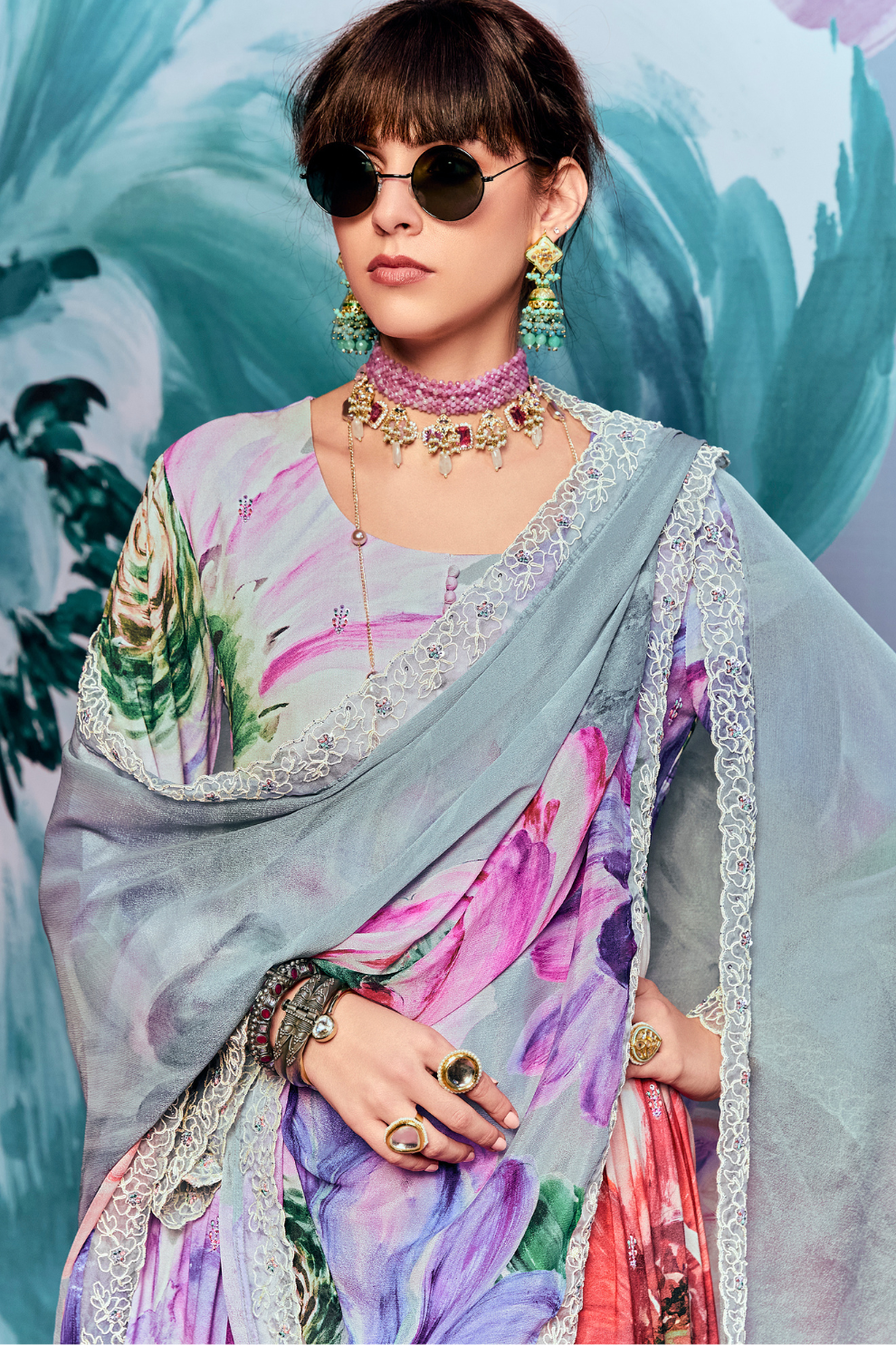 Pure Muslin Embroidered Salwar Suit with Pearl Cutwork Finish