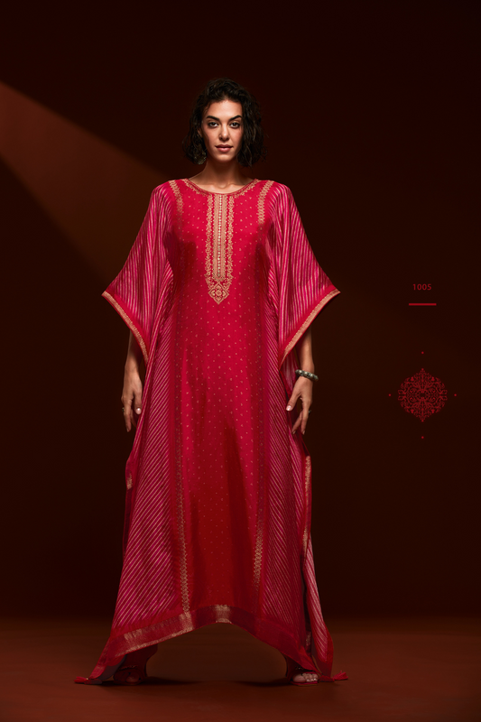 Viscose Bandhani Handwork Kaftan with Digital Print