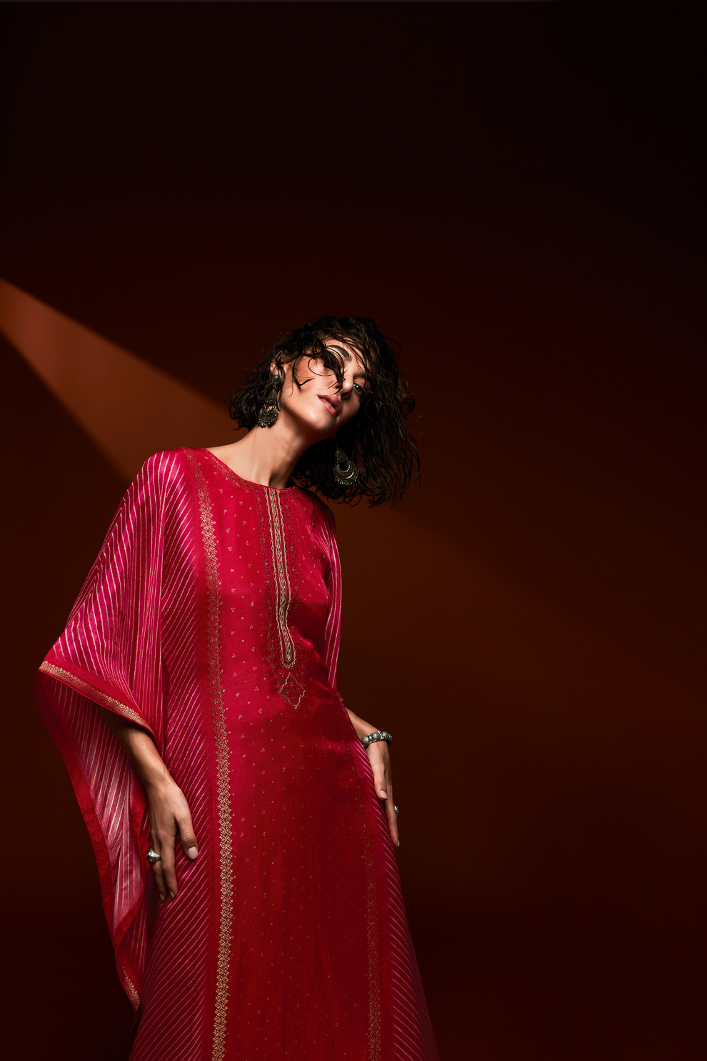 Viscose Bandhani Handwork Kaftan with Digital Print