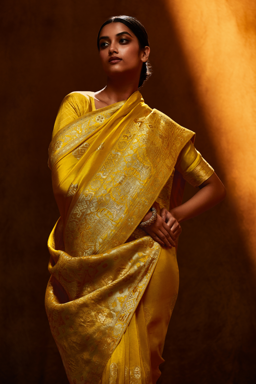 Viscose Silk Haldi Function Saree with Satin Silk Blouse