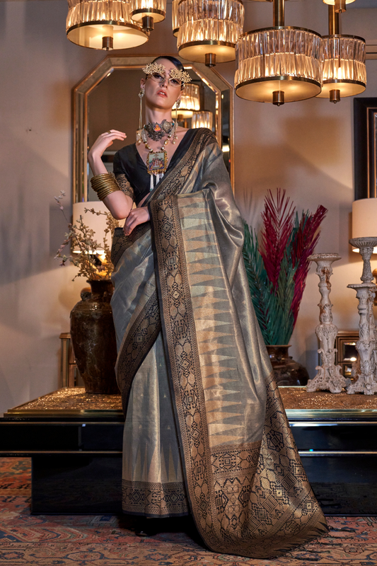 Tissue Silk Saree with Intricate Handloom Weaving Art