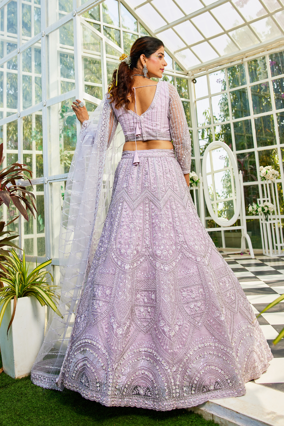 Graceful Net Lehenga Choli Ensemble with Beads