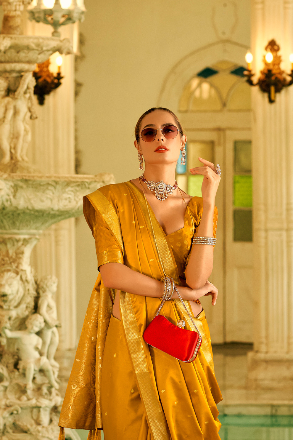 Pure Satin Handwoven Saree with Rich Zari Weaving - LaVante Fashion