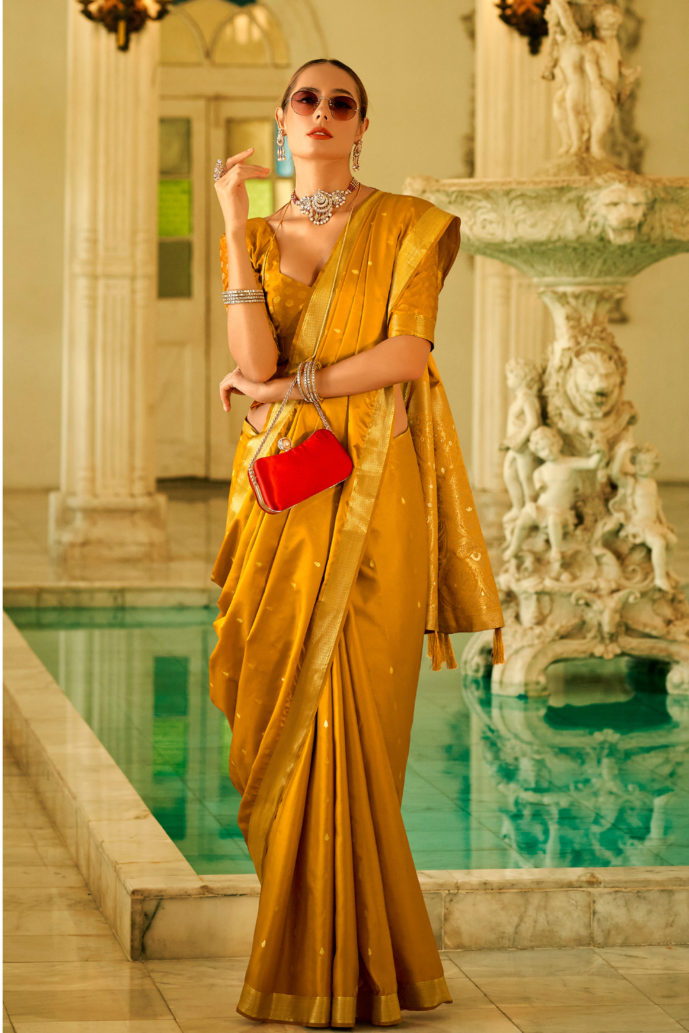 Pure Satin Handwoven Saree with Rich Zari Weaving - LaVante Fashion