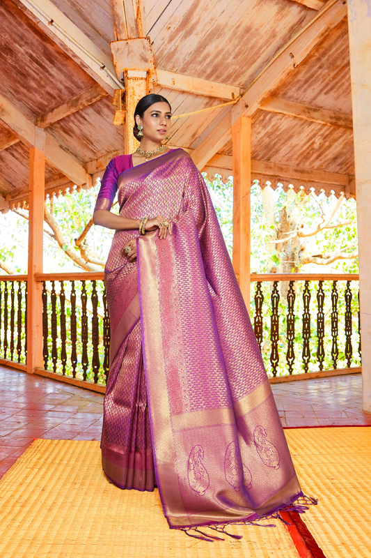 Kanjeevaram Handloom Silk Saree with Rich Traditional Weaving