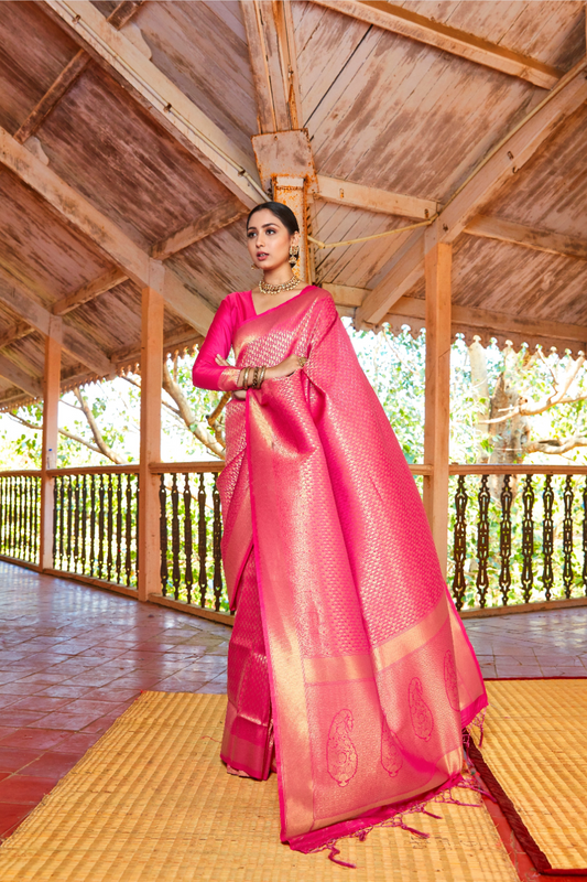 Kanjeevaram Handloom Silk Saree with Rich Traditional Weaving