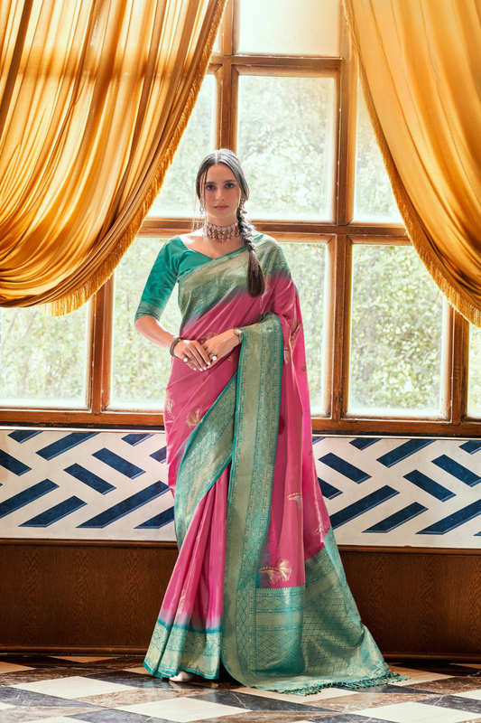 Pure Weaving Silk with Zari Woven Butta & Contrast - LaVante Fashion