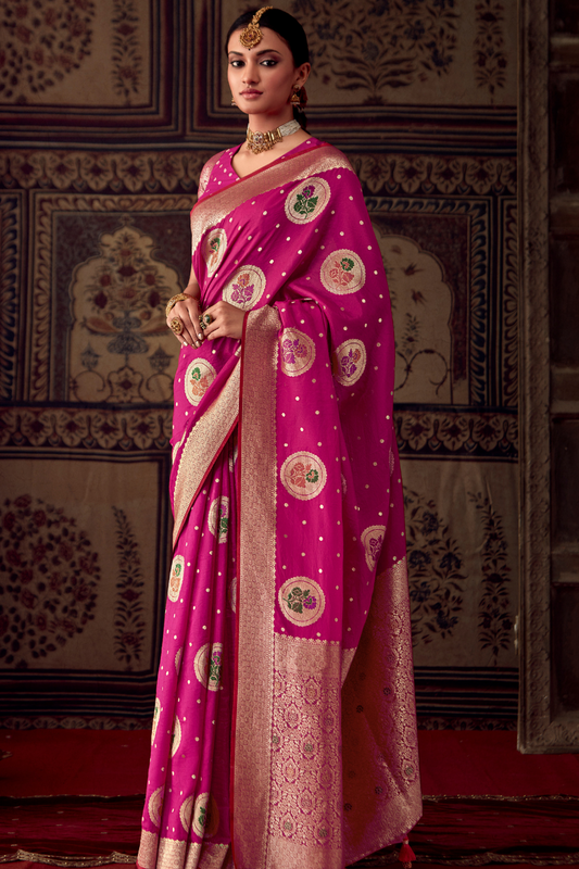 Banarasi Crepe Silk Saree with Zari Weaving Work