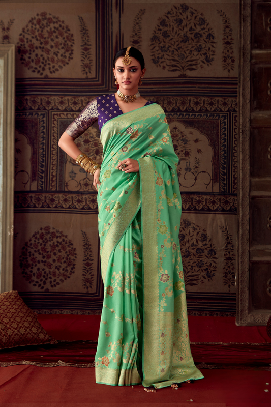 Banarasi Crepe Silk Saree with Zari Weaving Work