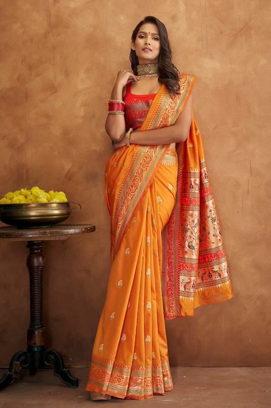 Golden Grace Soft Banarasi Silk Saree with Rich Pallu Design - LaVante Fashion
