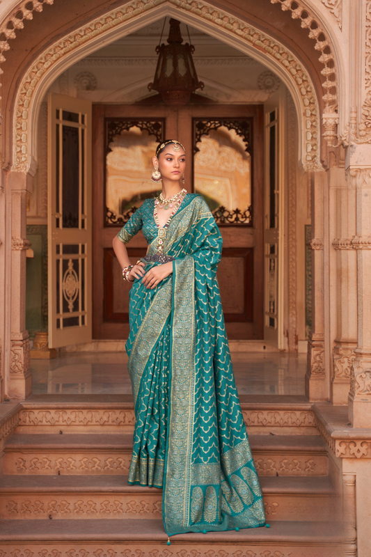 Banarasi Silk Blend Saree with Rich Zari Weaving