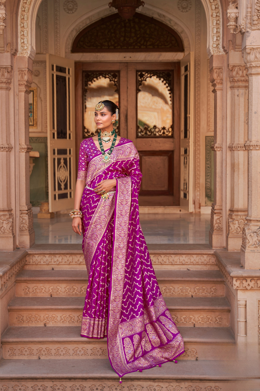Banarasi Silk Blend Saree with Rich Zari Weaving