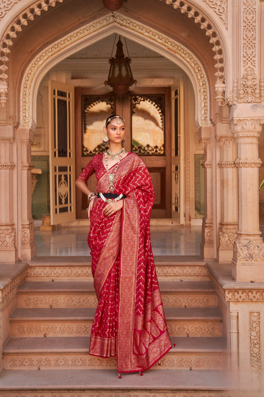 Banarasi Silk Blend Saree with Rich Zari Weaving