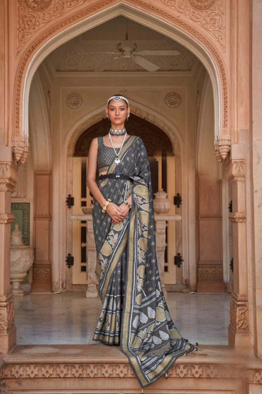 Banarasi Silk Blend Saree with Rich Zari Weaving
