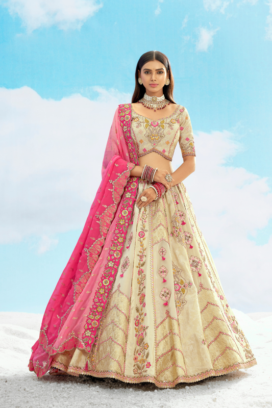 Luxury Silk Lehenga Set with Fine Hand Embroidery
