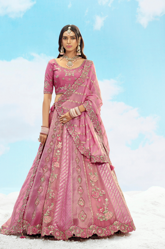 Luxury Silk Lehenga Set with Fine Hand Embroidery