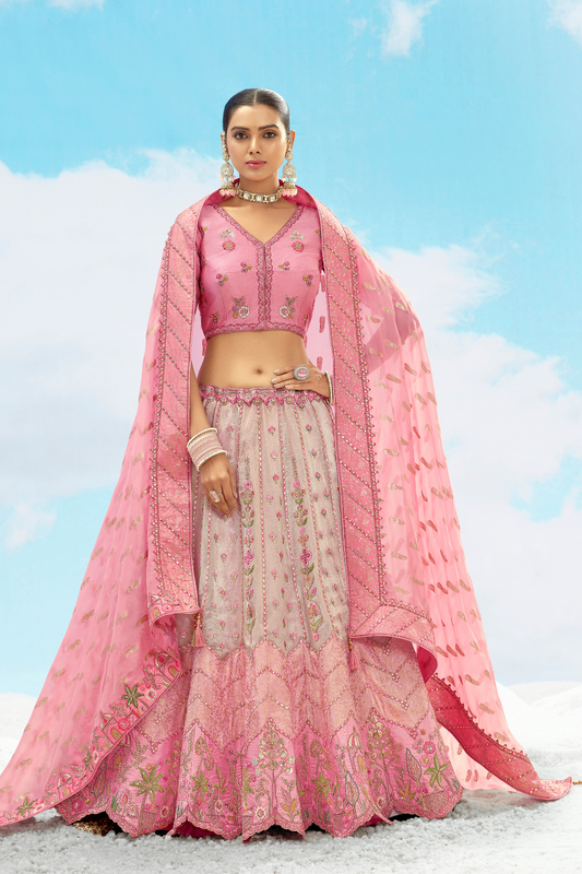 Luxury Silk Lehenga Set with Fine Hand Embroidery