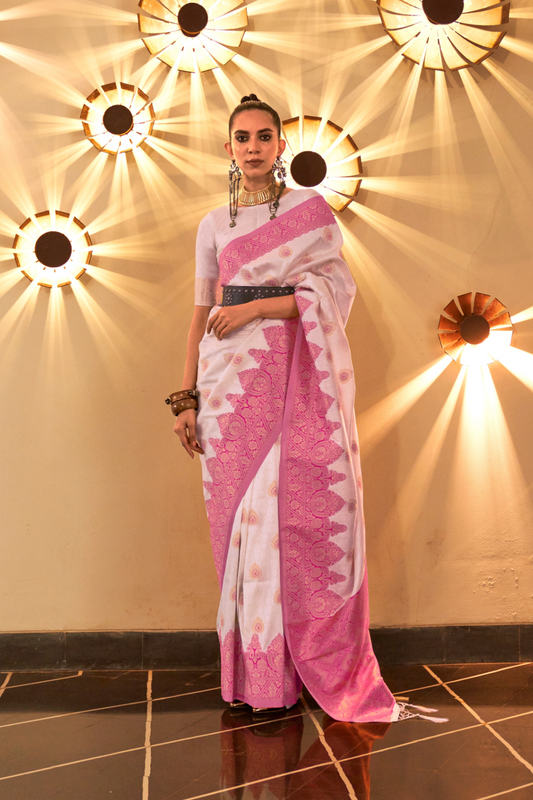 Chaap Handloom Weaving Silk Banarasi Saree with Traditional Charm