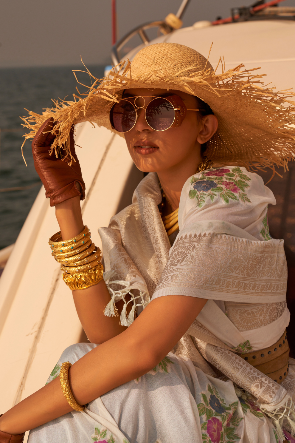 Chinon Nylon Saree with Elegant Handloom Weaving Design