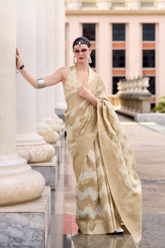 Cotton Linen Silk Saree with Subtle Texture - LaVante Fashion