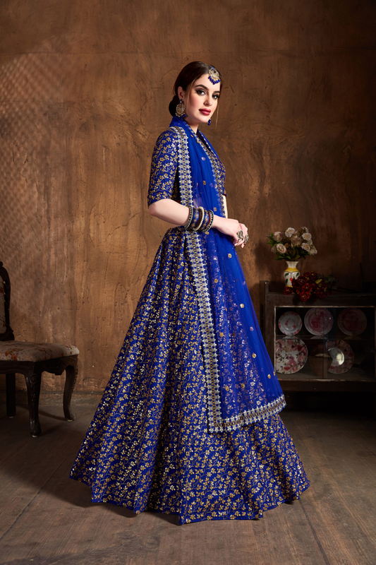Elegant Dori, Badla & Sequins Embroidered Lehenga Set