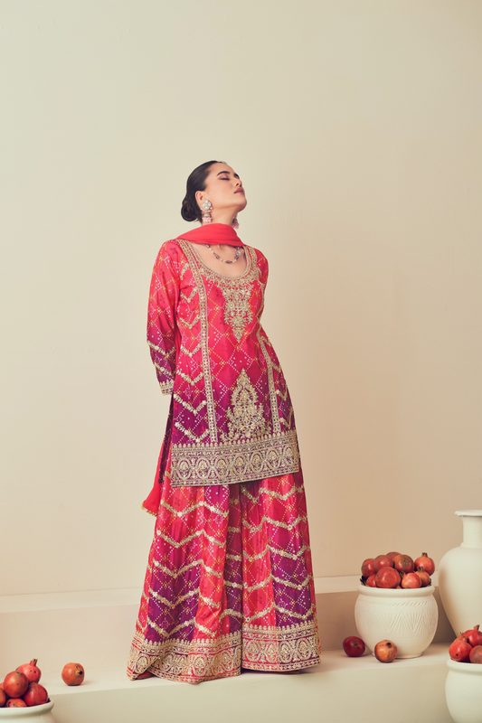 Royal Radiance Chinnon With Heavy Embroiderd Work Palazzo Suit for the Modern Diva