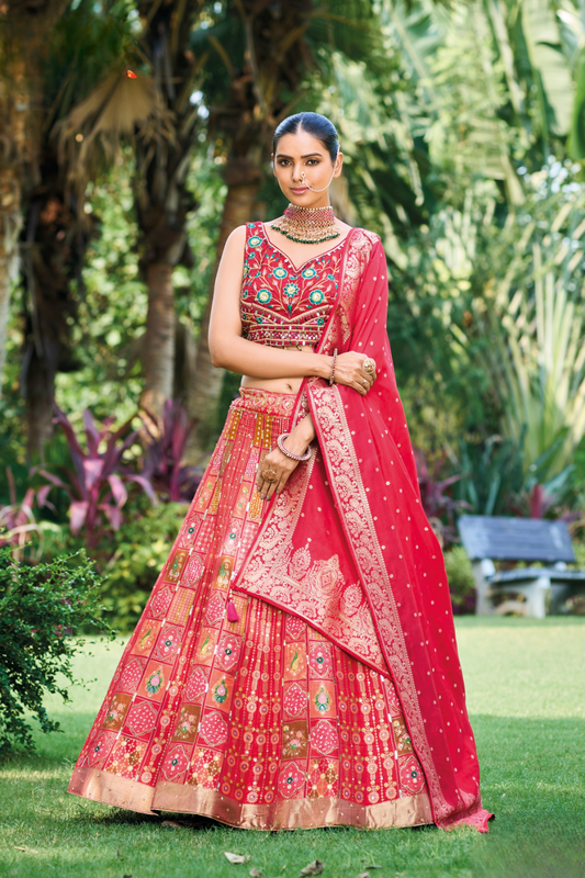 Grand Silk Bridal Lehenga with Detailed Hand Embroidery