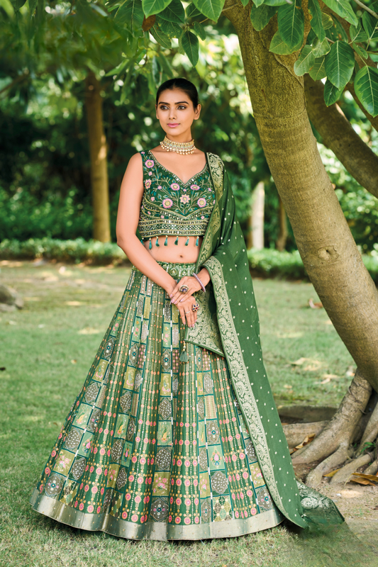 Grand Silk Bridal Lehenga with Detailed Hand Embroidery