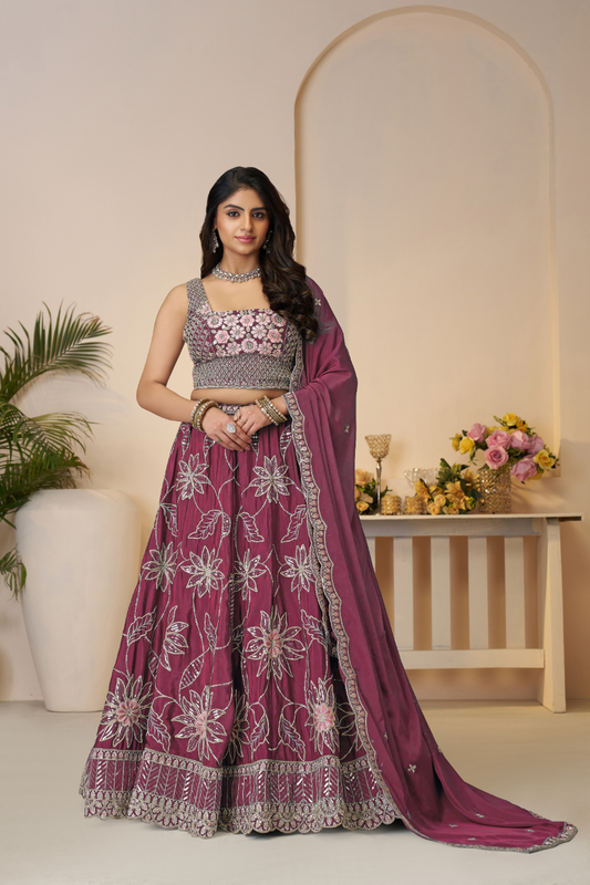 Elegant Bridesmaid Lehenga with Delicate Sequin Embellishments
