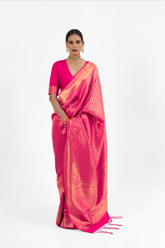 Handloom Woven Kanjivaram Silk Saree with Rich Traditional Design