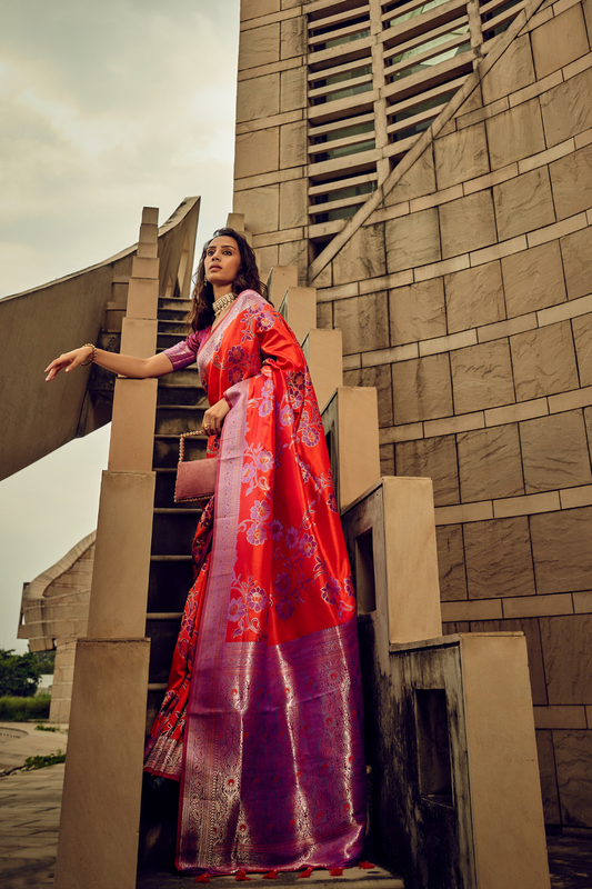 Royal Grandeur Draped in Luxurious Banarasi Satin Silk Elegance