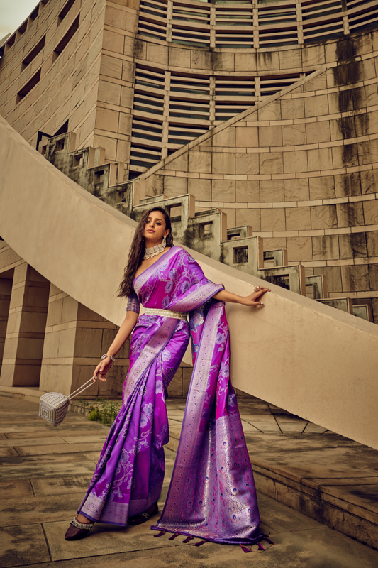 Royal Grandeur Draped in Luxurious Banarasi Satin Silk Elegance