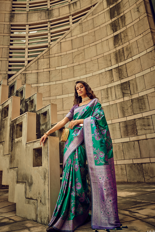 Royal Grandeur Draped in Luxurious Banarasi Satin Silk Elegance