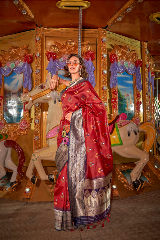 Designer Party Wear Handloom Kaitra Silk Saree with Elegant Weaving