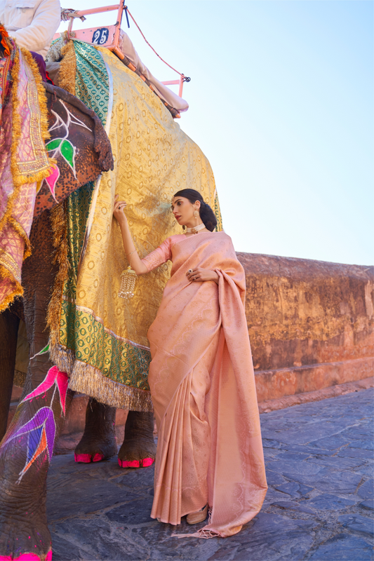 Two-Tone Kanjivaram Saree with Rich Zari Weaving