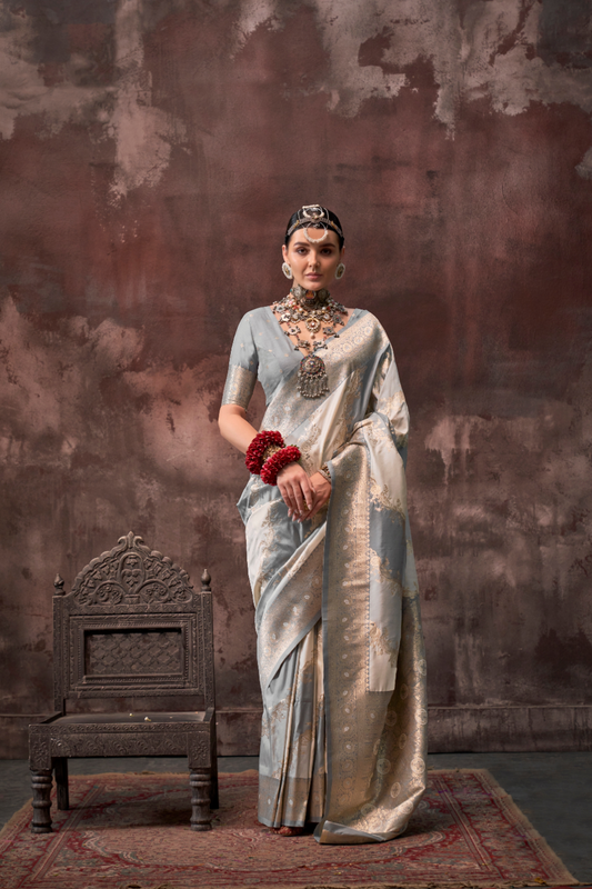 Printed Woven Rangkat Banarasi Silk Saree