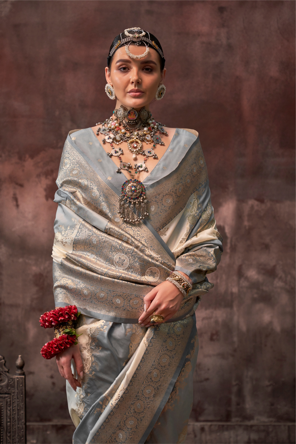 Printed Woven Rangkat Banarasi Silk Saree